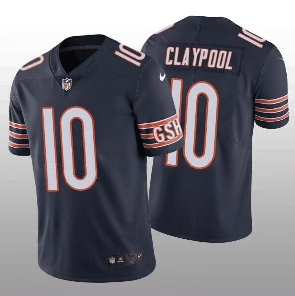 Men's Chicago Bears #10 Chase Claypool Navy Vapor untouchable Limited Stitched Football Jersey